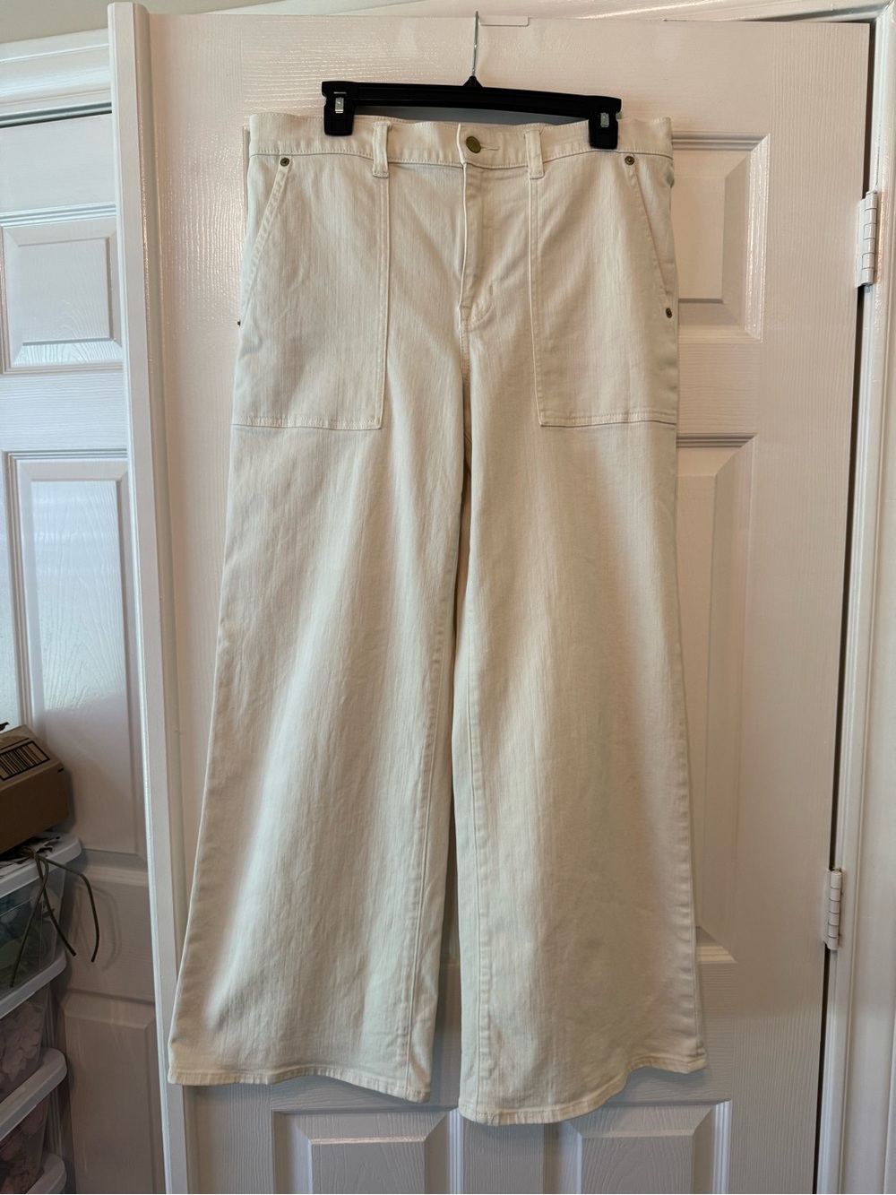 J. Crew Cream Camp Pocket Wide Leg Jean - Picture 3 of 6